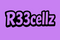 I want it to say R33cellz black bold cartoon font  with color #c880f2 color  as the back round 
